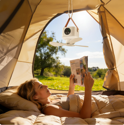 CAMPBREEZE | Genopladelig lampe med ventilator
