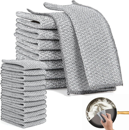 Genanvendelige Silver Mesh-skureklude (10 stk.) – Hård mod pletter, skånsom mod overflader