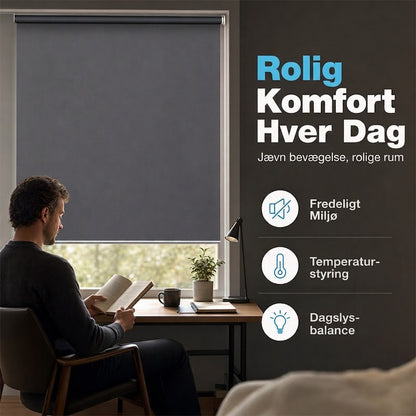 🪟 Mørklæggende motoriseret rullegardin med fjernbetjening – PVC – Bredde 47–240 cm – Kablet eller batteridrevet motor – Til soveværelse, kontor og altan 🏠