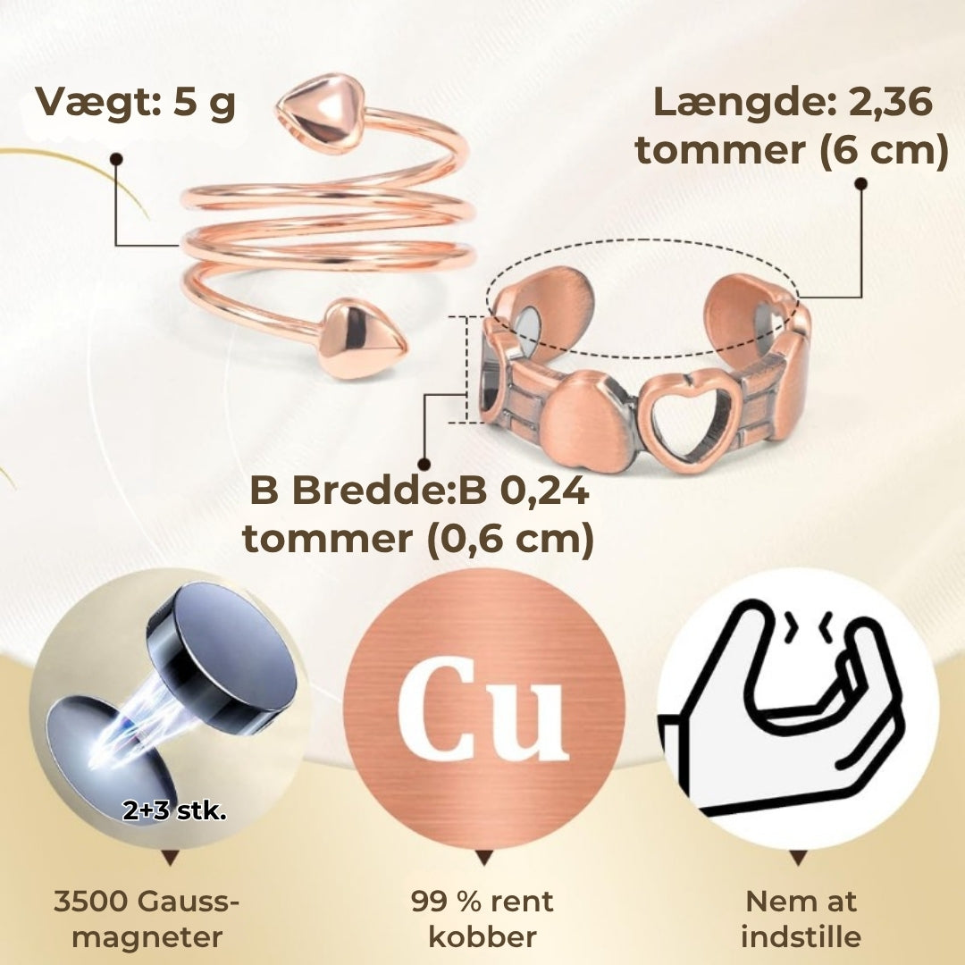 Wellness-ring i kobber – magnetisk og justerbar