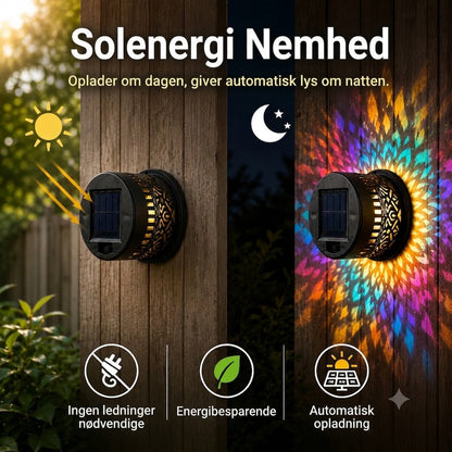 ProjectAura™ | Solcelledrevet Mandala Projektionsvæglampe