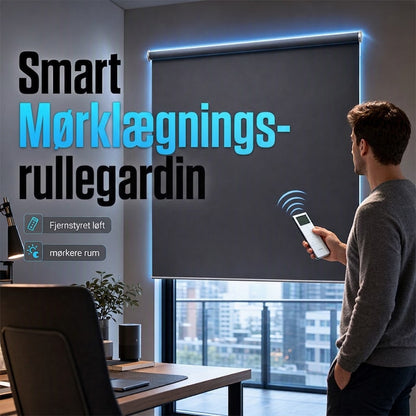 🪟 Mørklæggende motoriseret rullegardin med fjernbetjening – PVC – Bredde 47–240 cm – Kablet eller batteridrevet motor – Til soveværelse, kontor og altan 🏠
