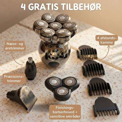 💪 7D Fleksibelt barbermaskinesæt | 5-i-1 Multifunktion⚡ Trådløs opladning + LED-batteriindikator🚿 Våd- og tørbarbering · Vaskbar🪐 Praktisk til rejsen