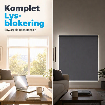 🪟 Mørklæggende motoriseret rullegardin med fjernbetjening – PVC – Bredde 47–240 cm – Kablet eller batteridrevet motor – Til soveværelse, kontor og altan 🏠