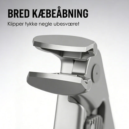 ✂️ Stænksikker negleklipper i rustfrit stål – bred åbning og sikker opbevaring!