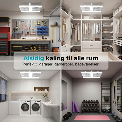Loftsventilator med dobbelt hoved og LED-lys – moderne design med fjernbetjening til stue og soveværelse