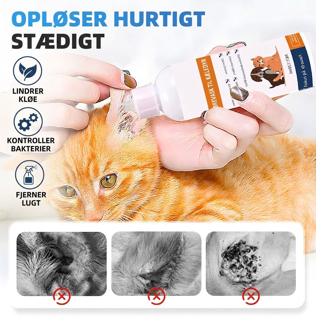 🐾 KØB 2, FÅ 1 GRATIS! ✨ Ørerens til kæledyr – Mild formel med beroligende aloe vera til hunde og katte, forebygger infektioner og dårlig lugt 🌿👂