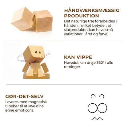Charmerende lille gyngefigur i træ med 12 magnetiske udtryk