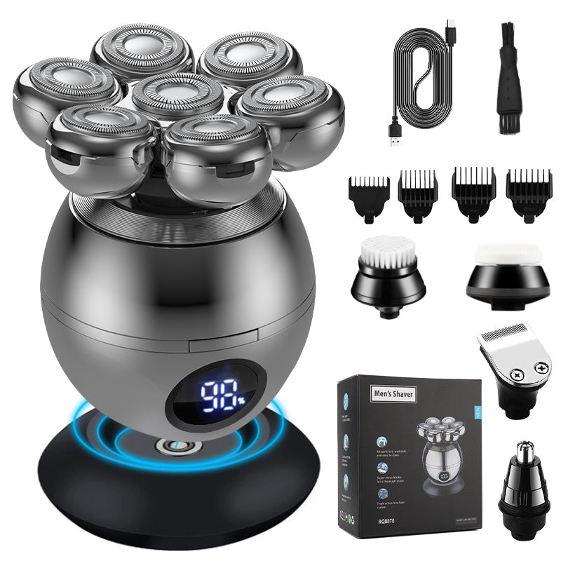 💪 7D Fleksibelt barbermaskinesæt | 5-i-1 Multifunktion⚡ Trådløs opladning + LED-batteriindikator🚿 Våd- og tørbarbering · Vaskbar🪐 Praktisk til rejsen